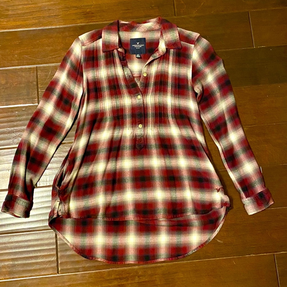 Plaid high/low tunic